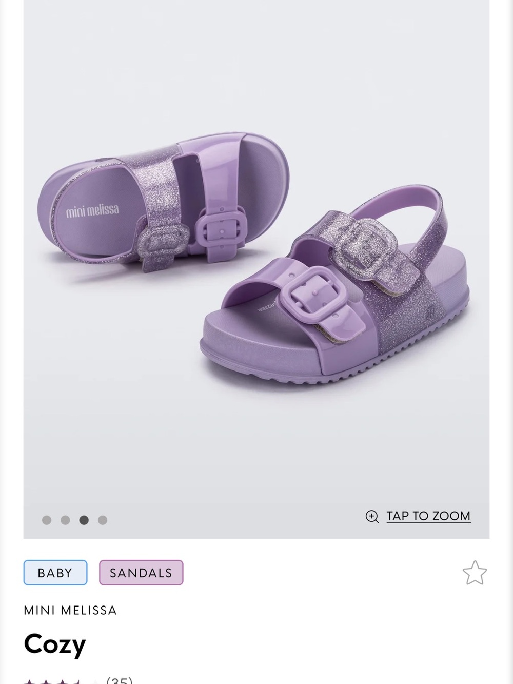 Mini Melissa Lilac Glitter Cozy Kids Sandals